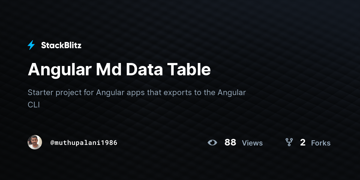 Angular Md Data Table - StackBlitz