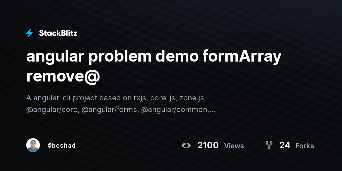 angular problem demo formArray remove@ - StackBlitz