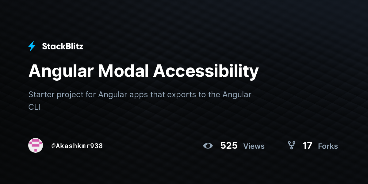 Angular Modal Accessibility - StackBlitz