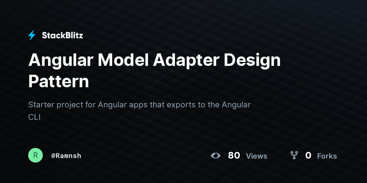 Angular Model Adapter Design Pattern - StackBlitz
