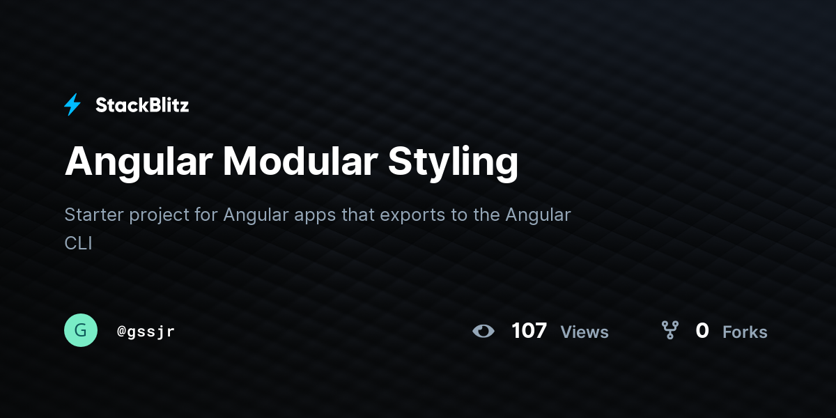 Angular Modular Styling - StackBlitz