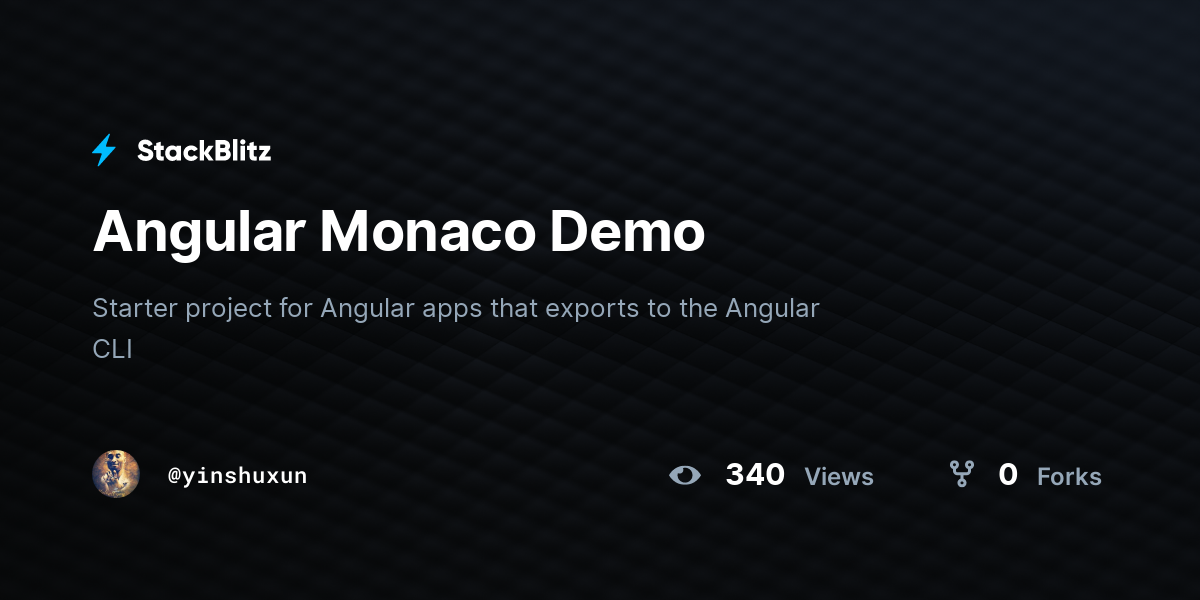 Angular Monaco Demo - StackBlitz
