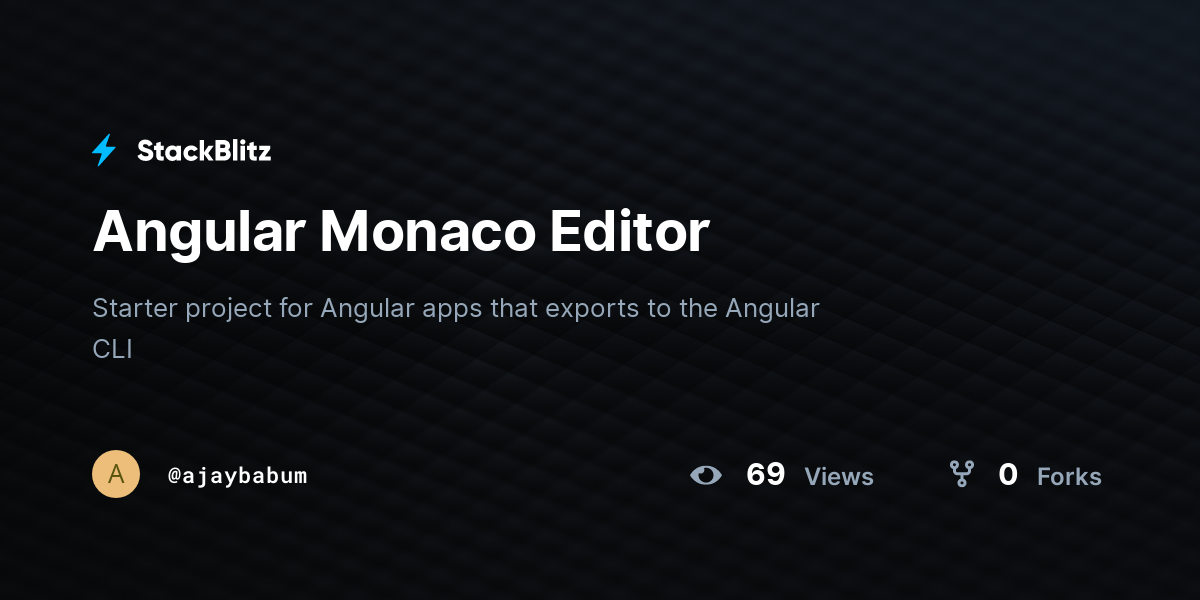 Angular Monaco Editor - StackBlitz
