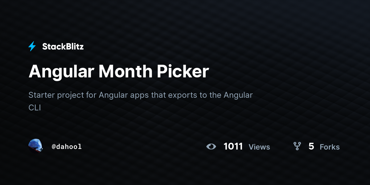 Angular Month Picker - StackBlitz