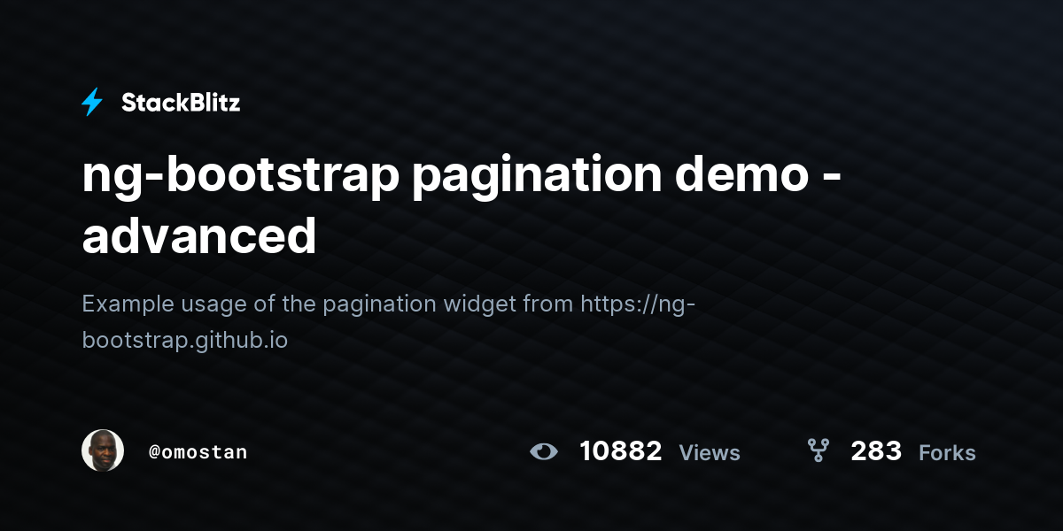 Ng-bootstrap Pagination Demo - Advanced - StackBlitz