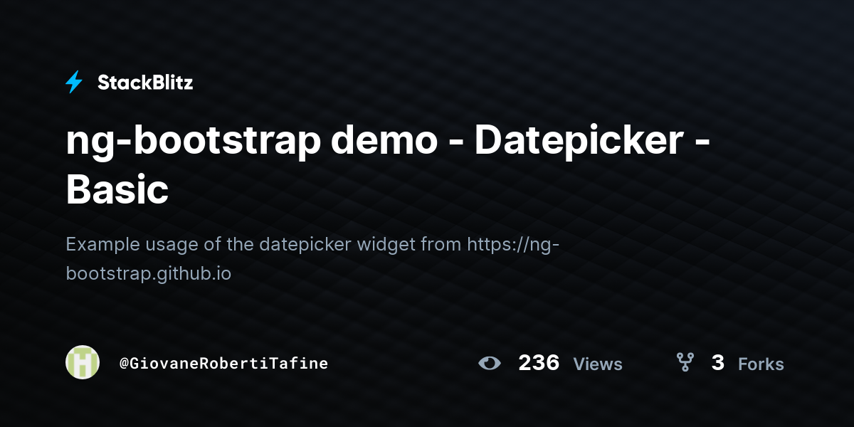 ng-bootstrap demo - Datepicker - Basic - StackBlitz