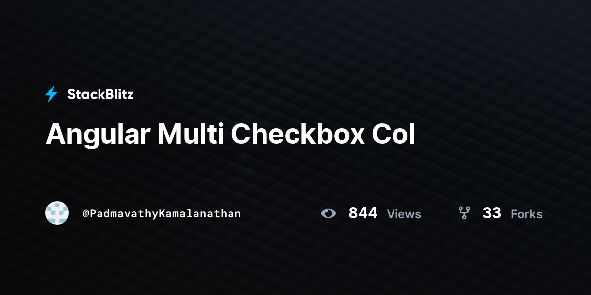 Angular Multi Checkbox Col - StackBlitz