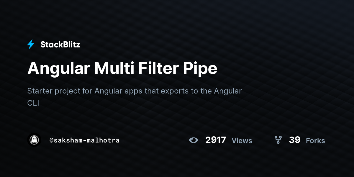 Angular Multi Filter Pipe - StackBlitz