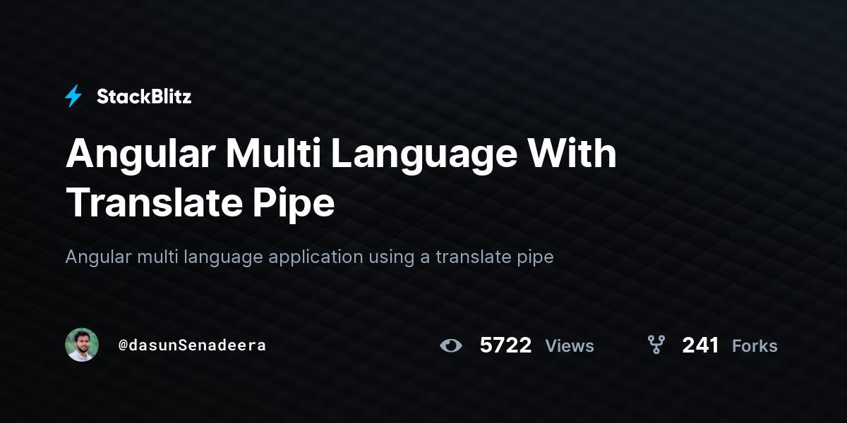 Angular Multi Language With Translate Pipe - StackBlitz