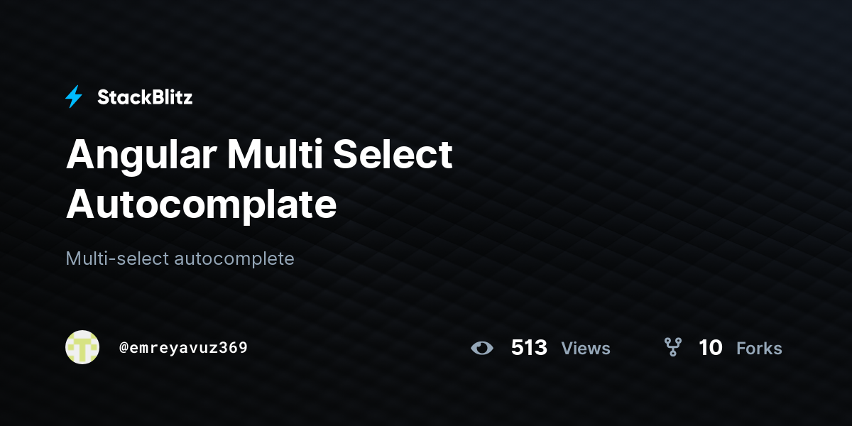 Angular Multi Select Autocomplate - StackBlitz