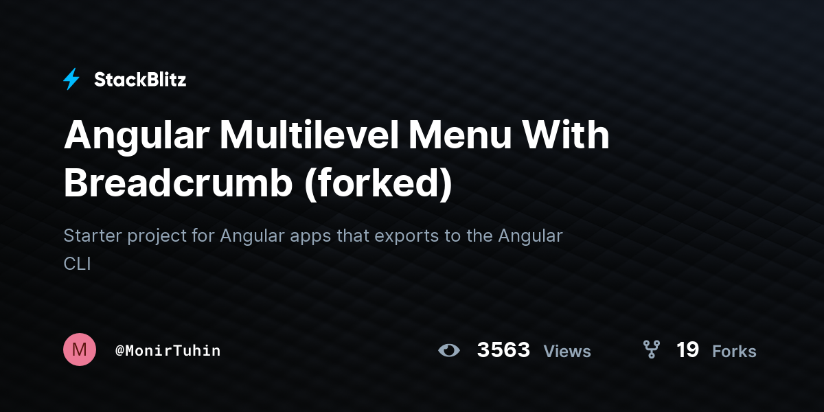 Angular Multilevel Menu With Breadcrumb (forked) - StackBlitz