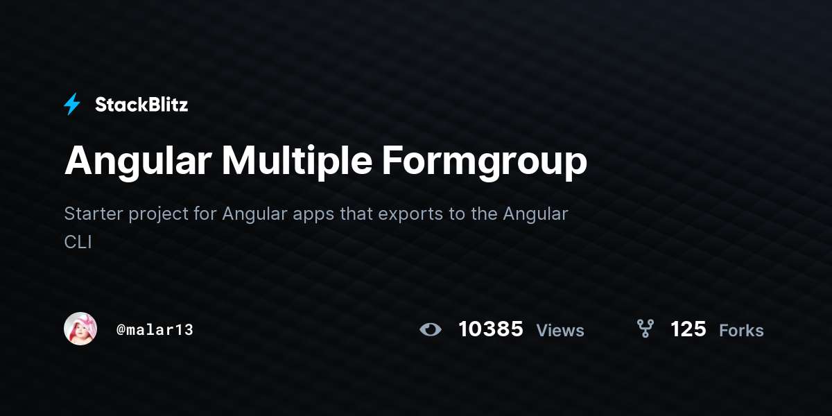 Angular Multiple Formgroup - StackBlitz