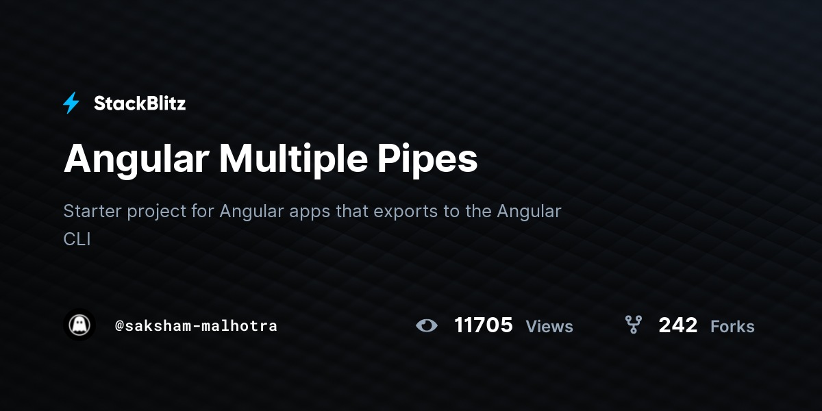 Angular Multiple Pipes - StackBlitz