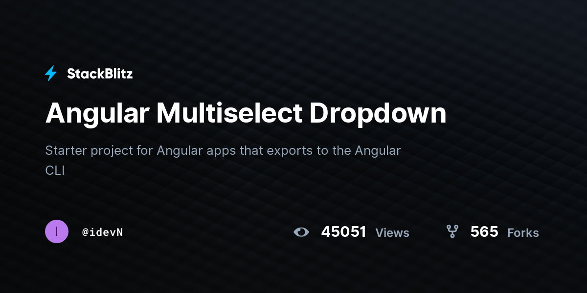 Angular Multiselect Dropdown - StackBlitz