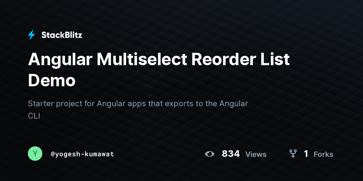 Angular Multiselect Reorder List Demo - StackBlitz