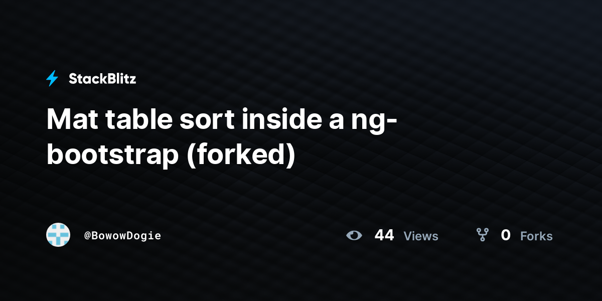 Mat table sort inside a ngbootstrap (forked) StackBlitz