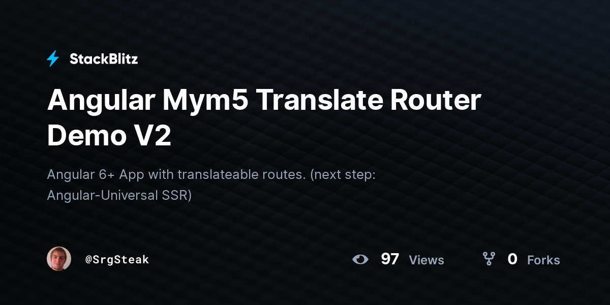 Angular Mym5 Translate Router Demo V2 - StackBlitz