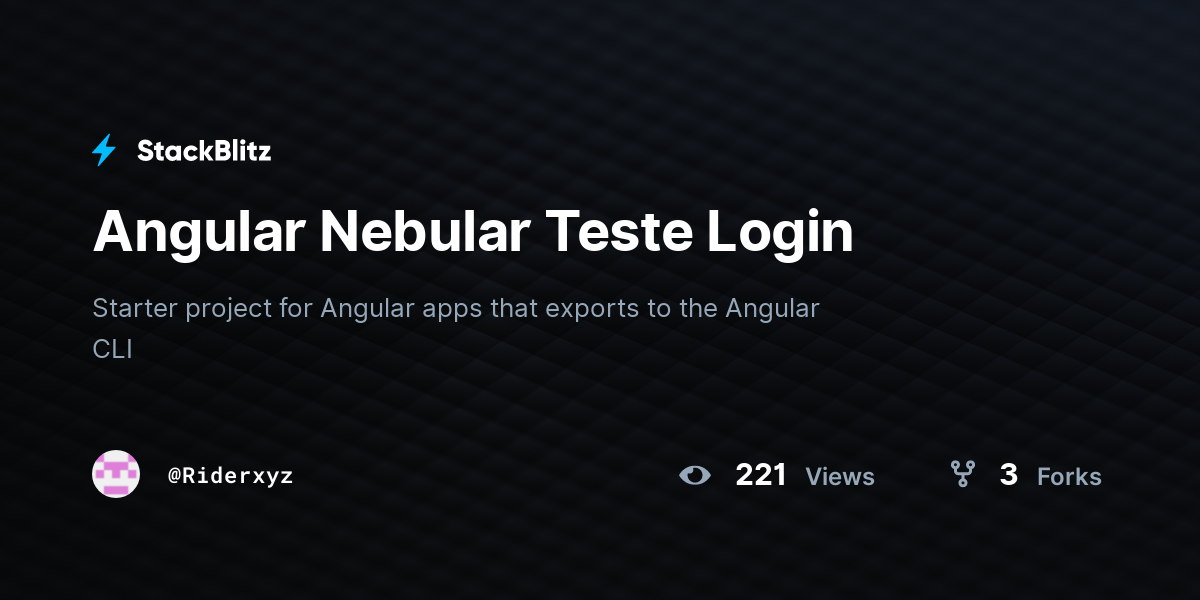 Angular Nebular Teste Login - StackBlitz