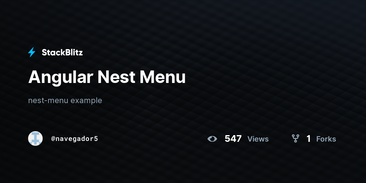 Angular Nest Menu - StackBlitz