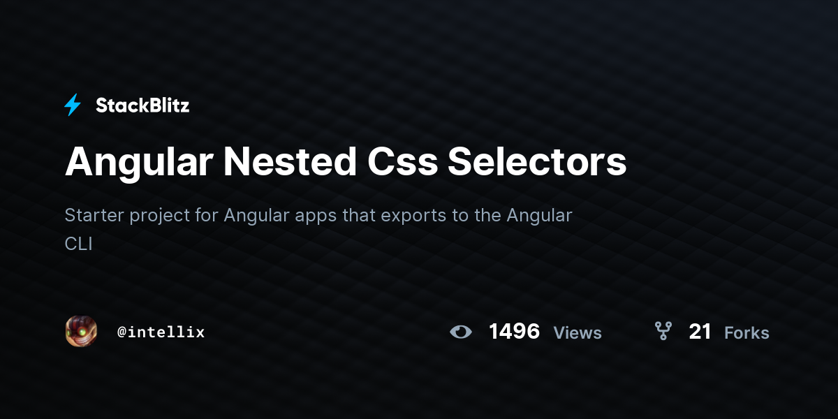 Angular Nested Css Selectors - StackBlitz