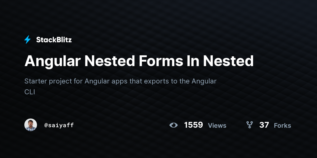 Angular Nested Forms In Nested - StackBlitz