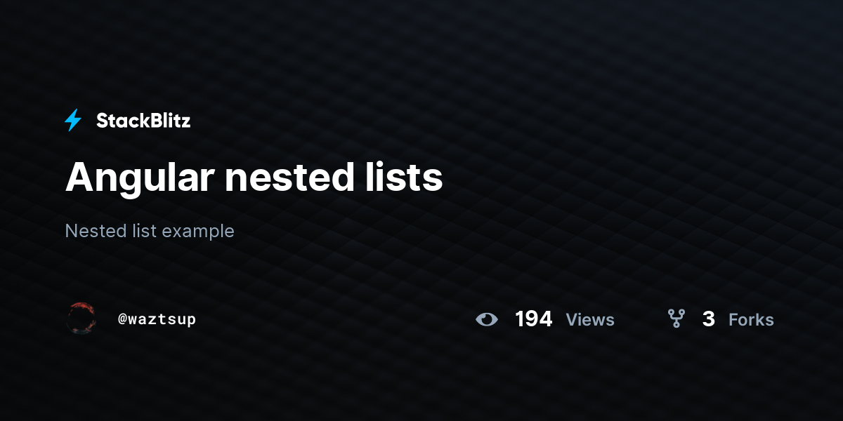 Angular nested lists - StackBlitz