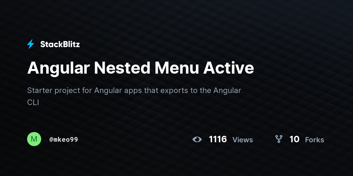 Angular Nested Menu Active - StackBlitz