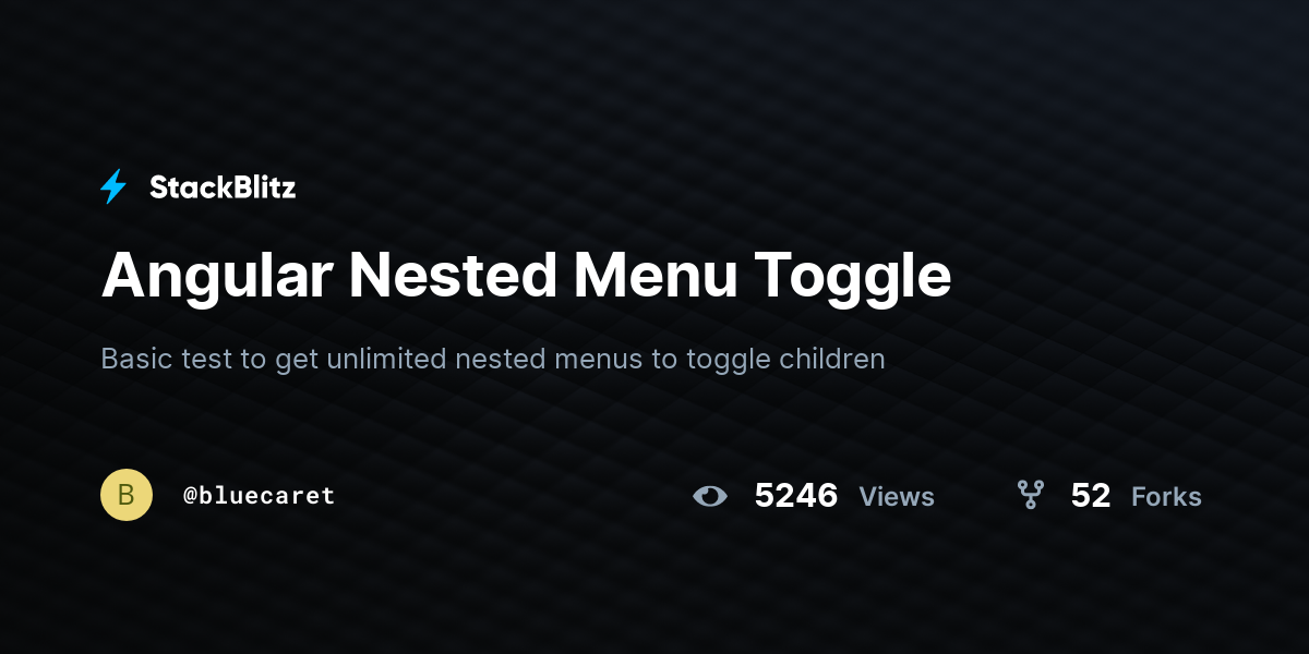 Angular Nested Menu Toggle - StackBlitz