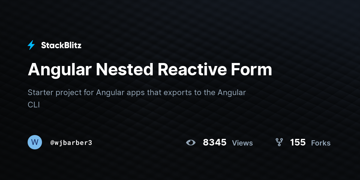 Angular Nested Reactive Form - StackBlitz