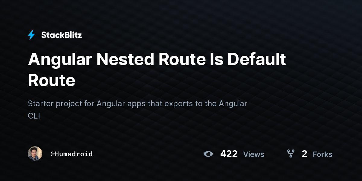 Angular Nested Route Is Default Route - StackBlitz