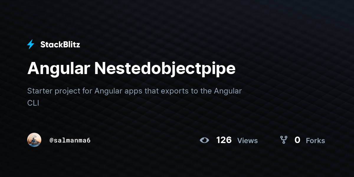 Angular Nestedobjectpipe - StackBlitz