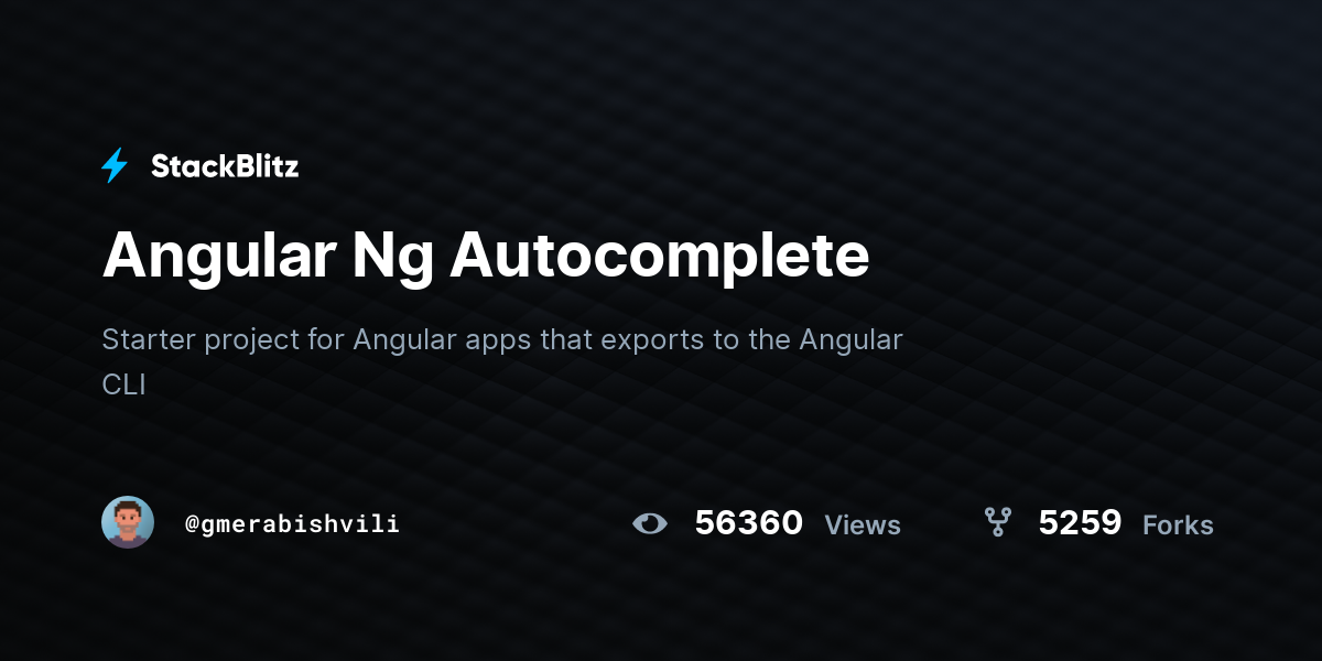 Angular Ng Autocomplete - StackBlitz