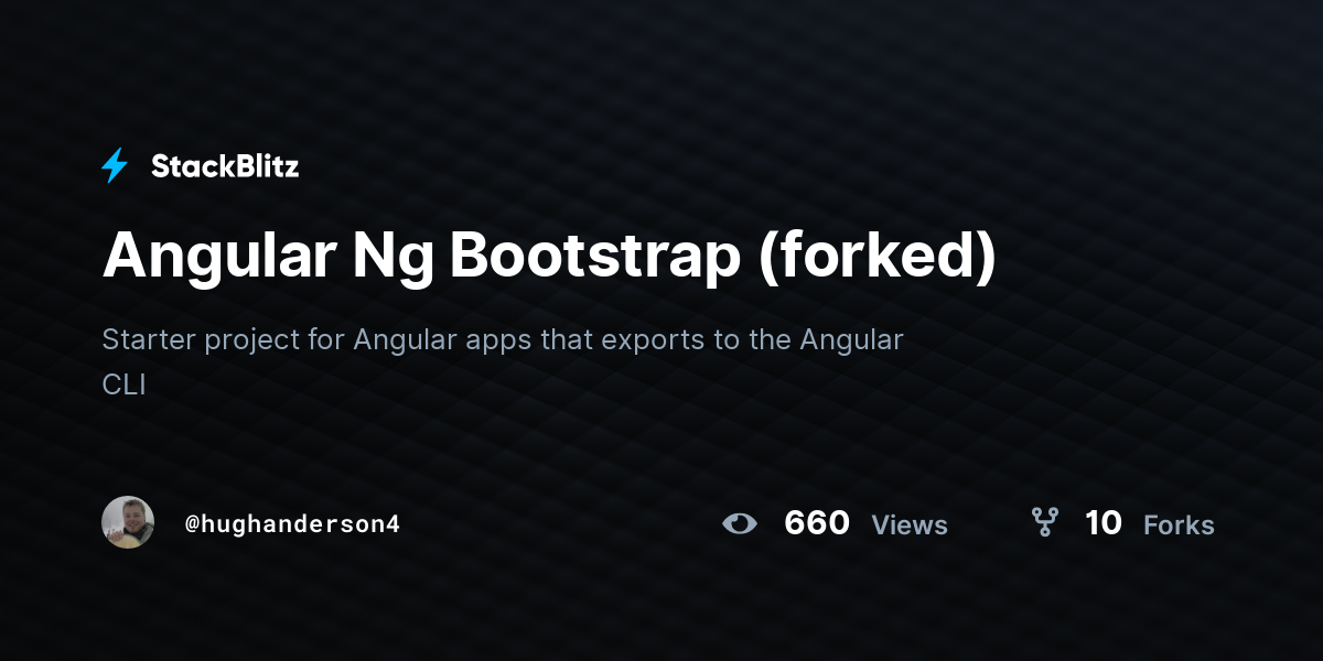 Angular Ng Bootstrap (forked) StackBlitz