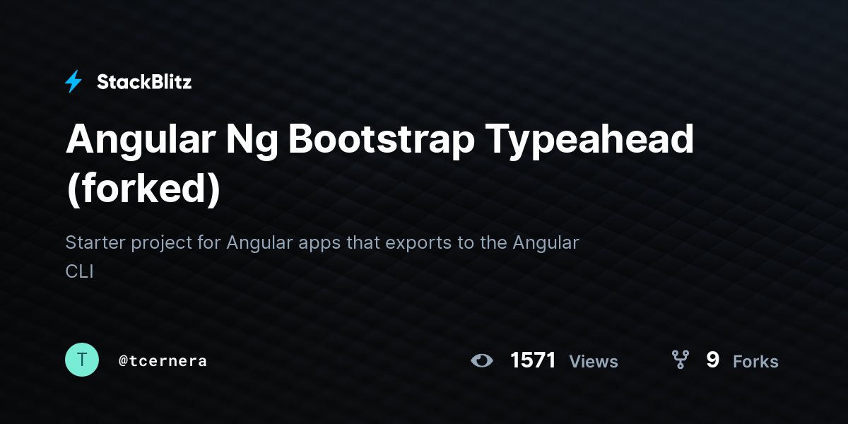 Angular Ng Bootstrap Typeahead (forked) - StackBlitz
