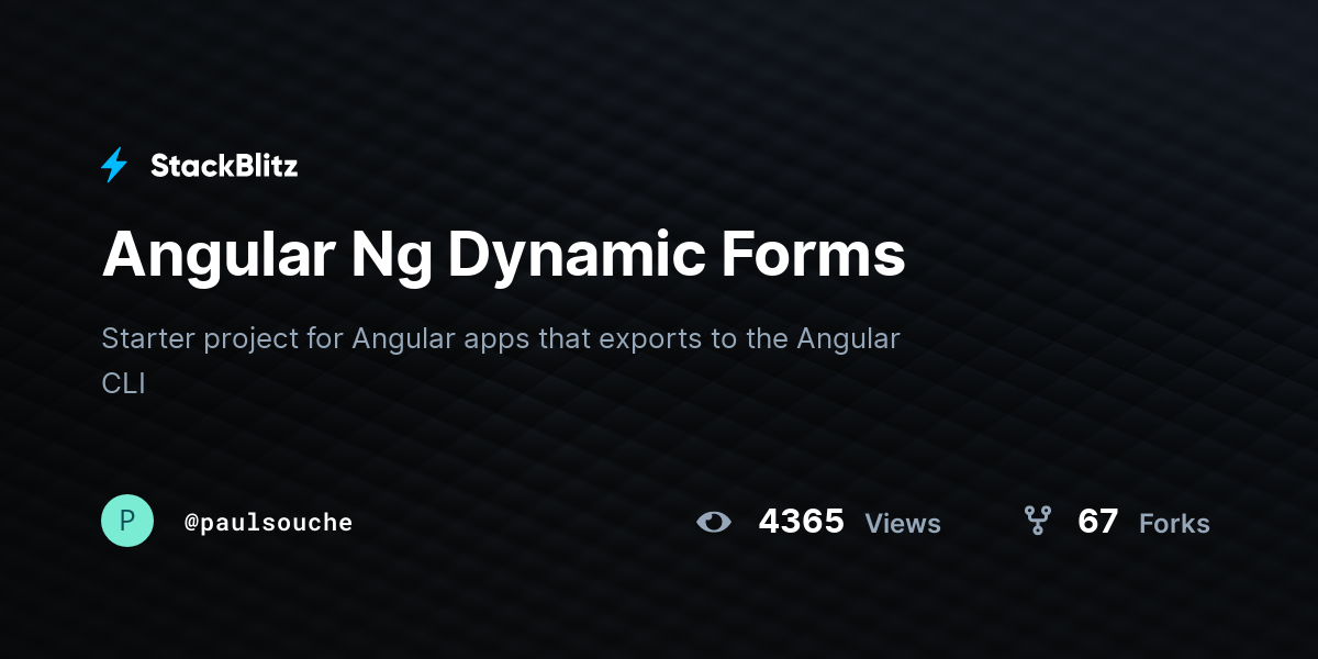 Angular Ng Dynamic Forms - StackBlitz