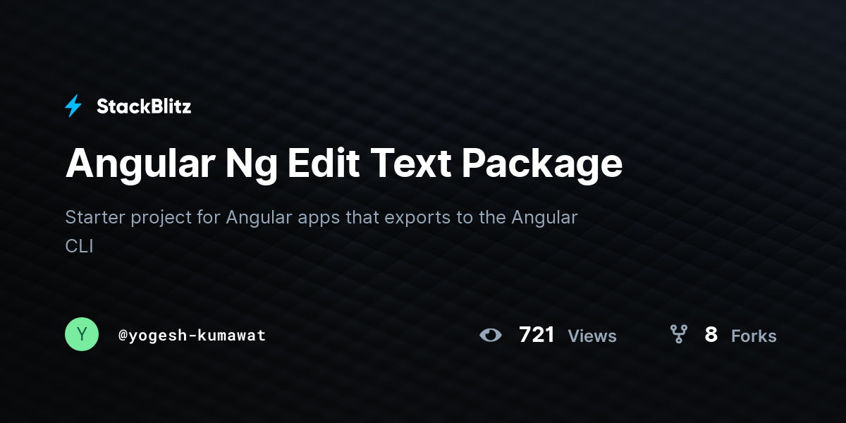 Angular Ng Edit Text Package - StackBlitz
