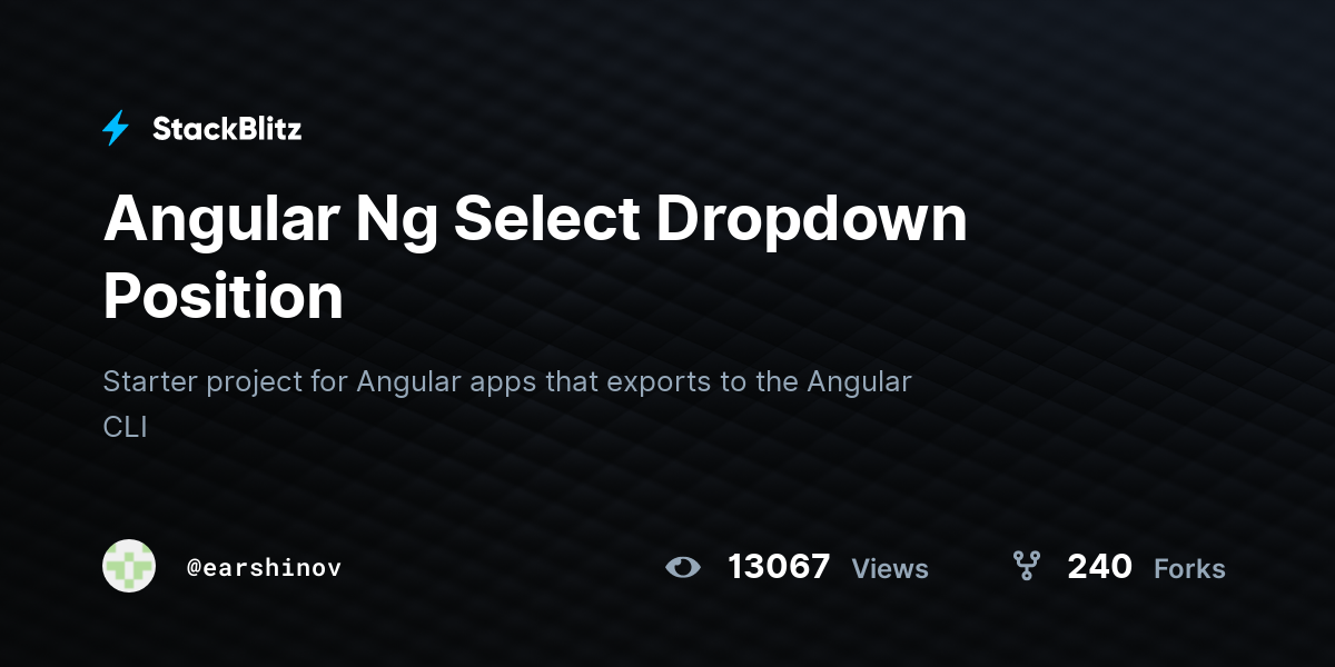 Angular Ng Select Dropdown Position - StackBlitz