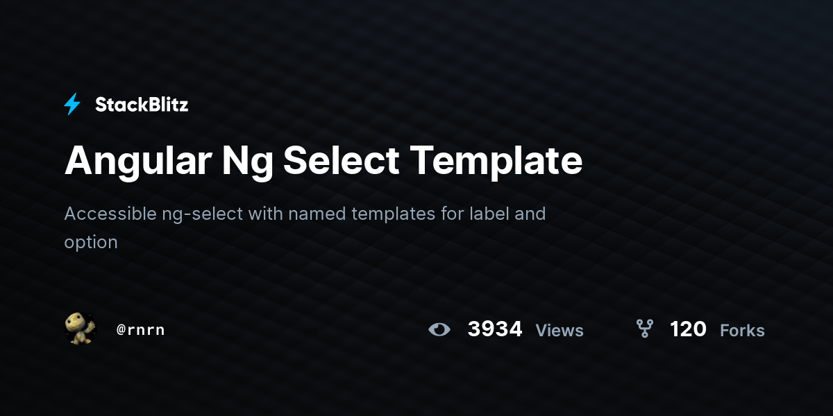 Angular Ng Select Template - StackBlitz