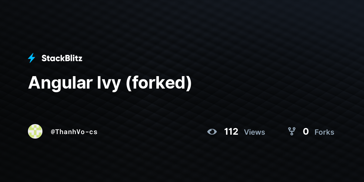 Angular Ivy (forked) - StackBlitz