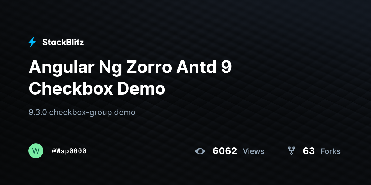 Angular Ng Zorro Antd 9 Checkbox Demo - StackBlitz