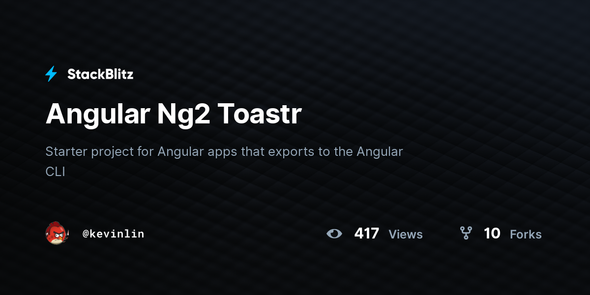 Angular Ng2 Toastr - StackBlitz