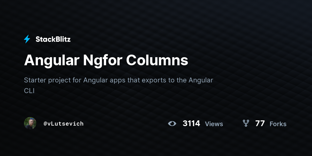 Angular Ngfor Columns - StackBlitz