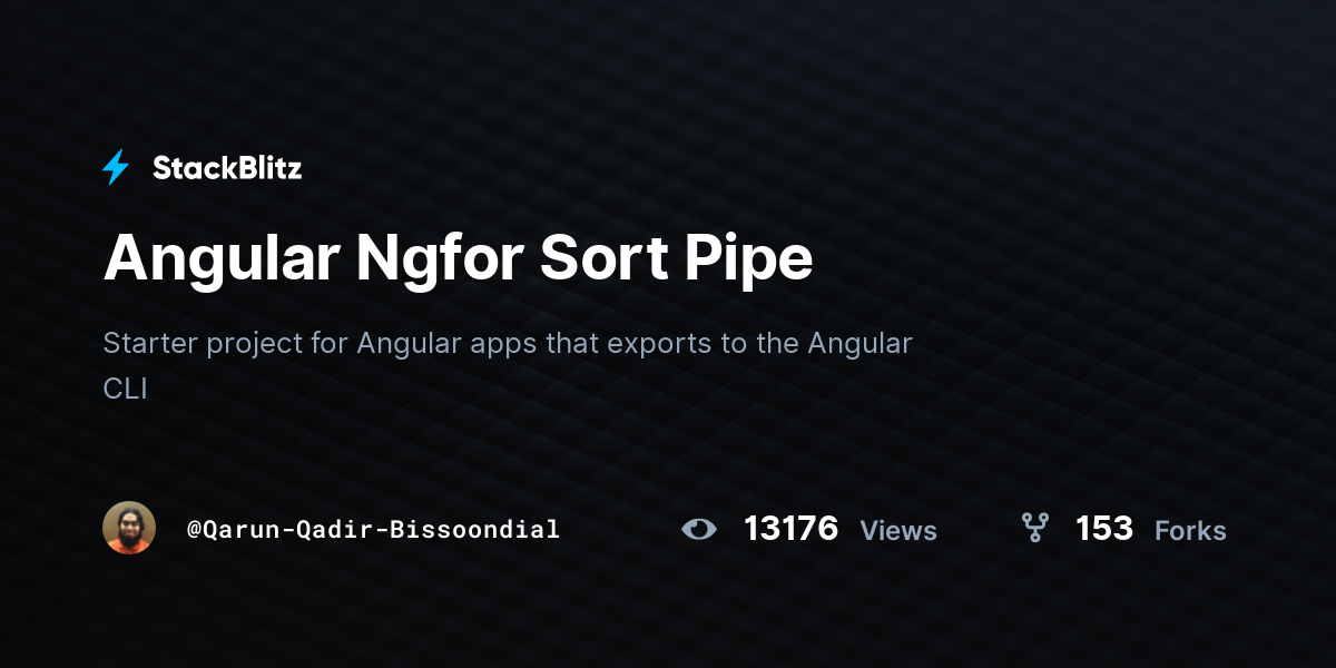 Angular Ngfor Sort Pipe StackBlitz