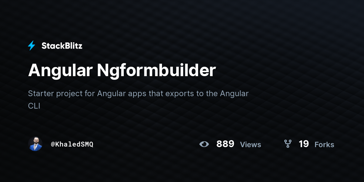 Angular Ngformbuilder - StackBlitz