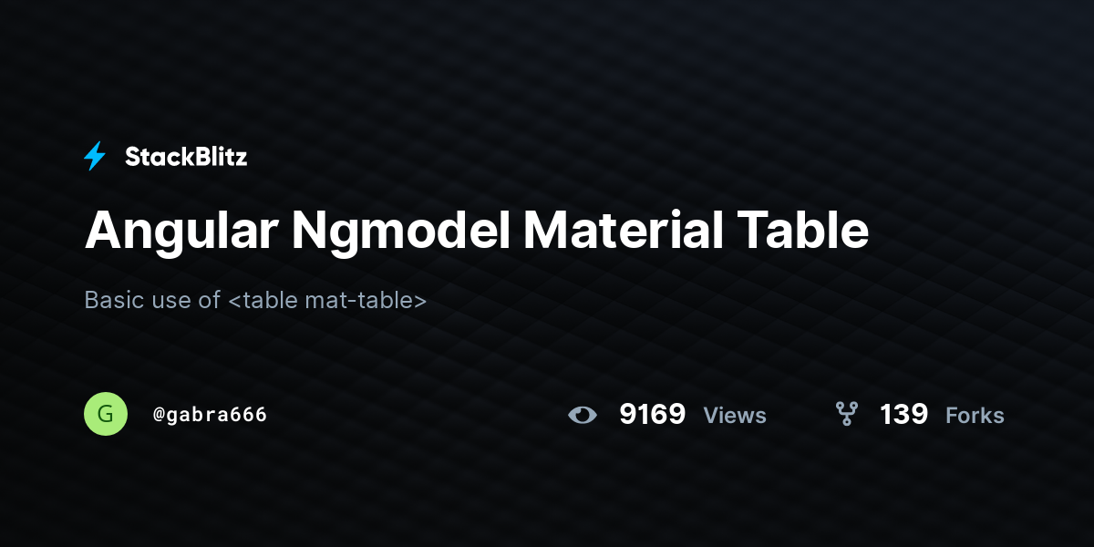 Angular Ngmodel Material Table - StackBlitz