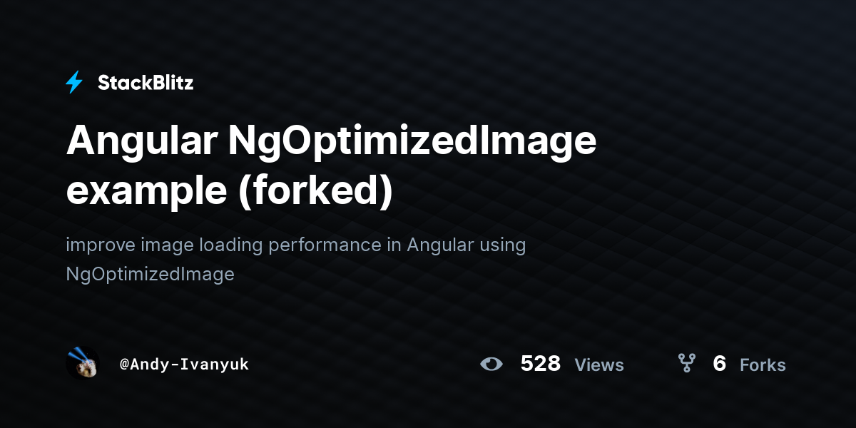 Angular NgOptimizedImage example (forked) - StackBlitz