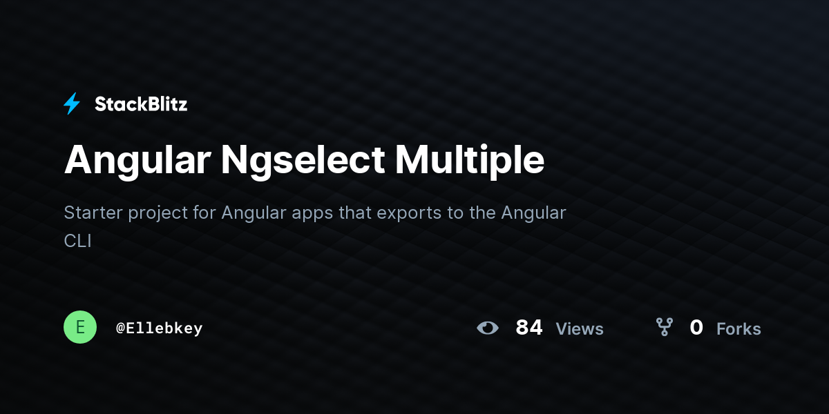 Angular Ngselect Multiple - StackBlitz