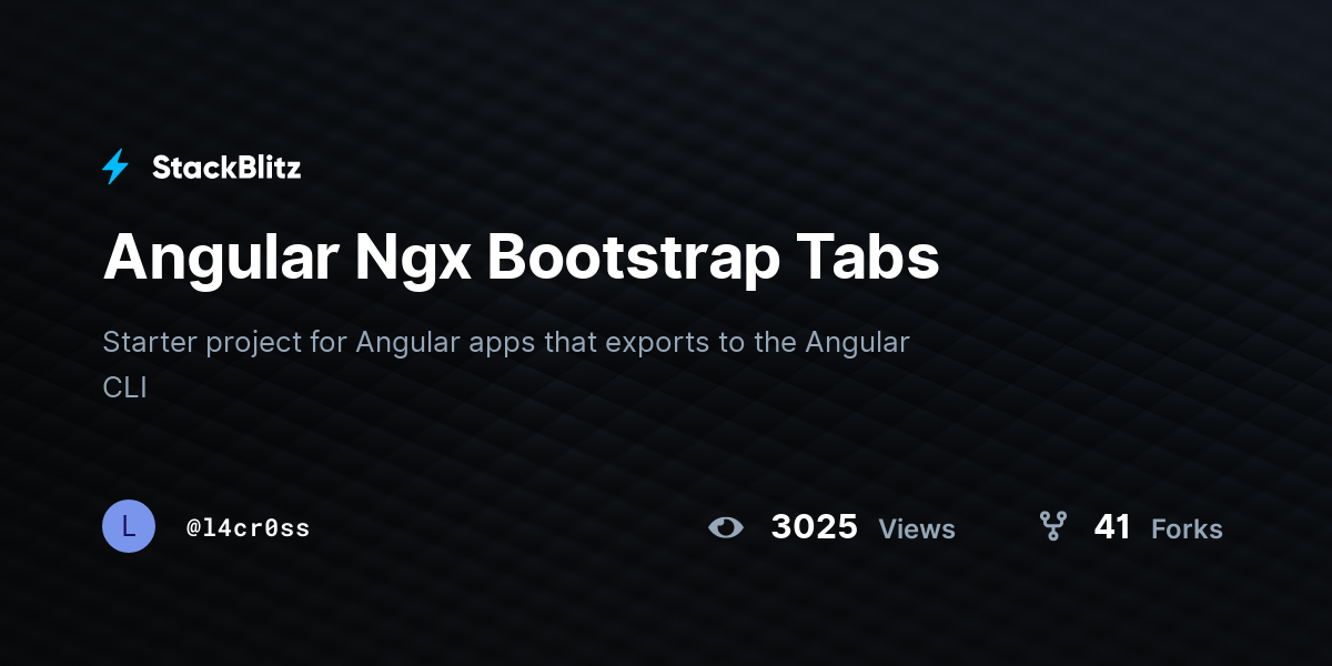 Angular Ngx Bootstrap Tabs - StackBlitz