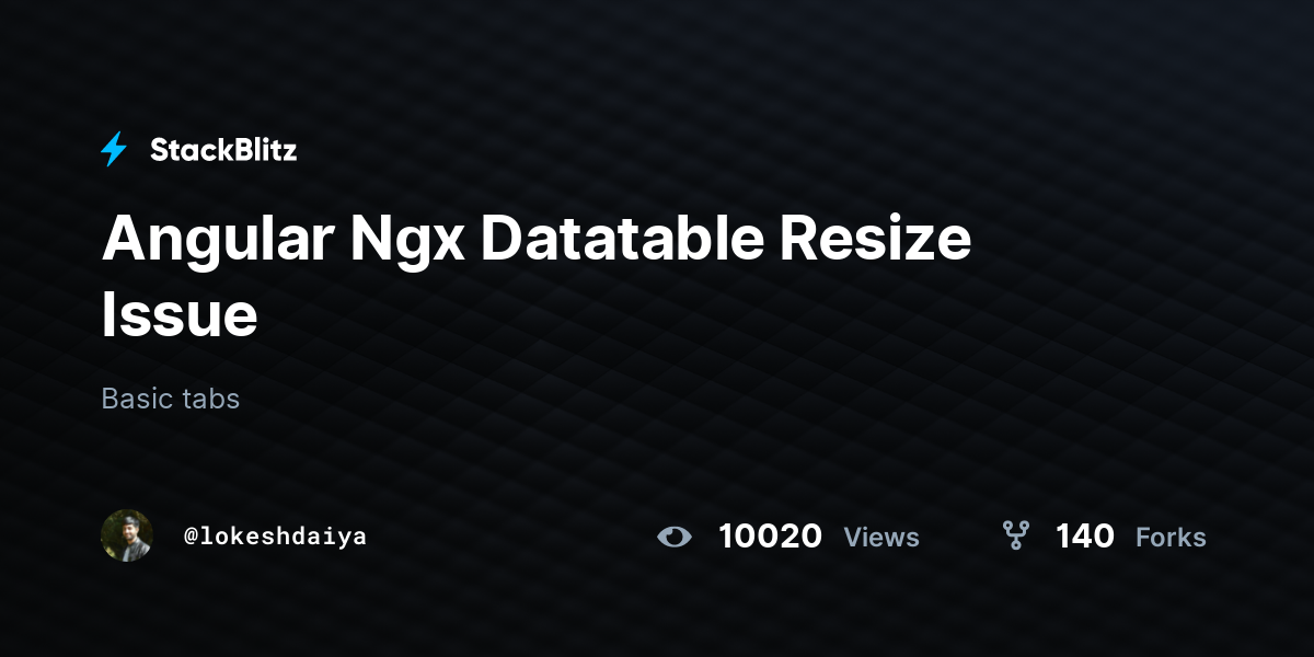 Angular Ngx Datatable Resize Issue - StackBlitz