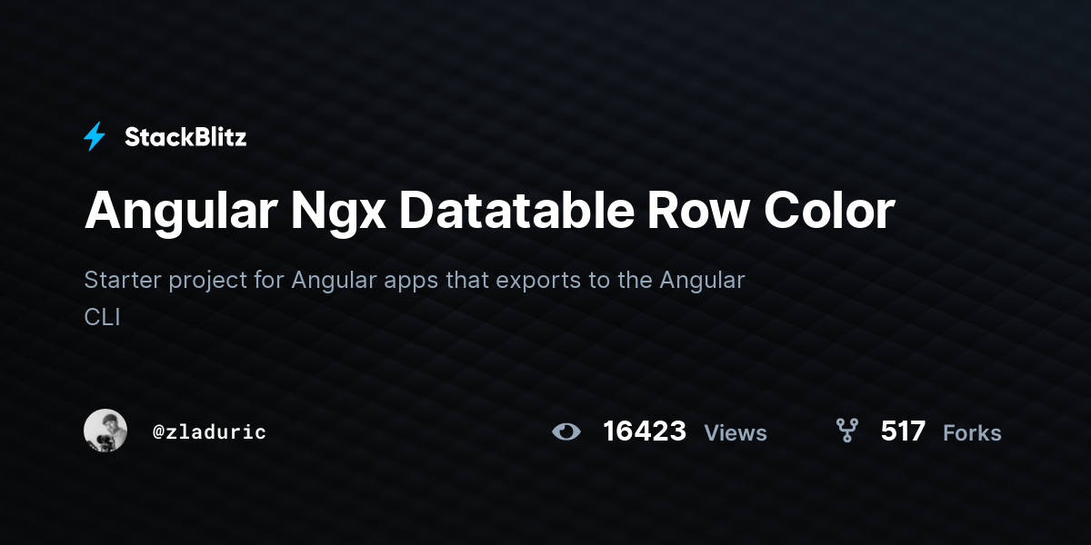 Angular Ngx Datatable Row Color StackBlitz
